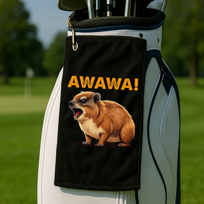 Awawa! Angry Screaming Hyrax Meme Retro Golf Towel