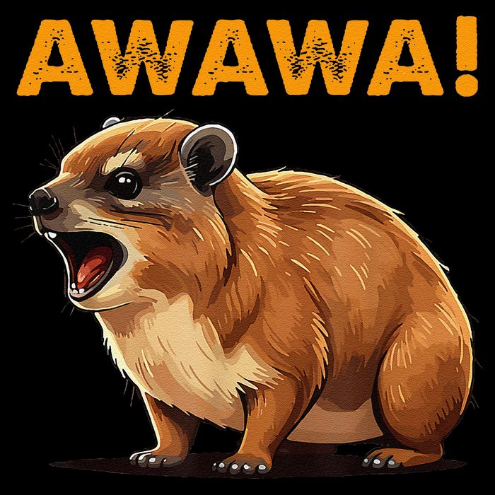 Awawa! Angry Screaming Hyrax Meme Retro Cropped Pullover Crew