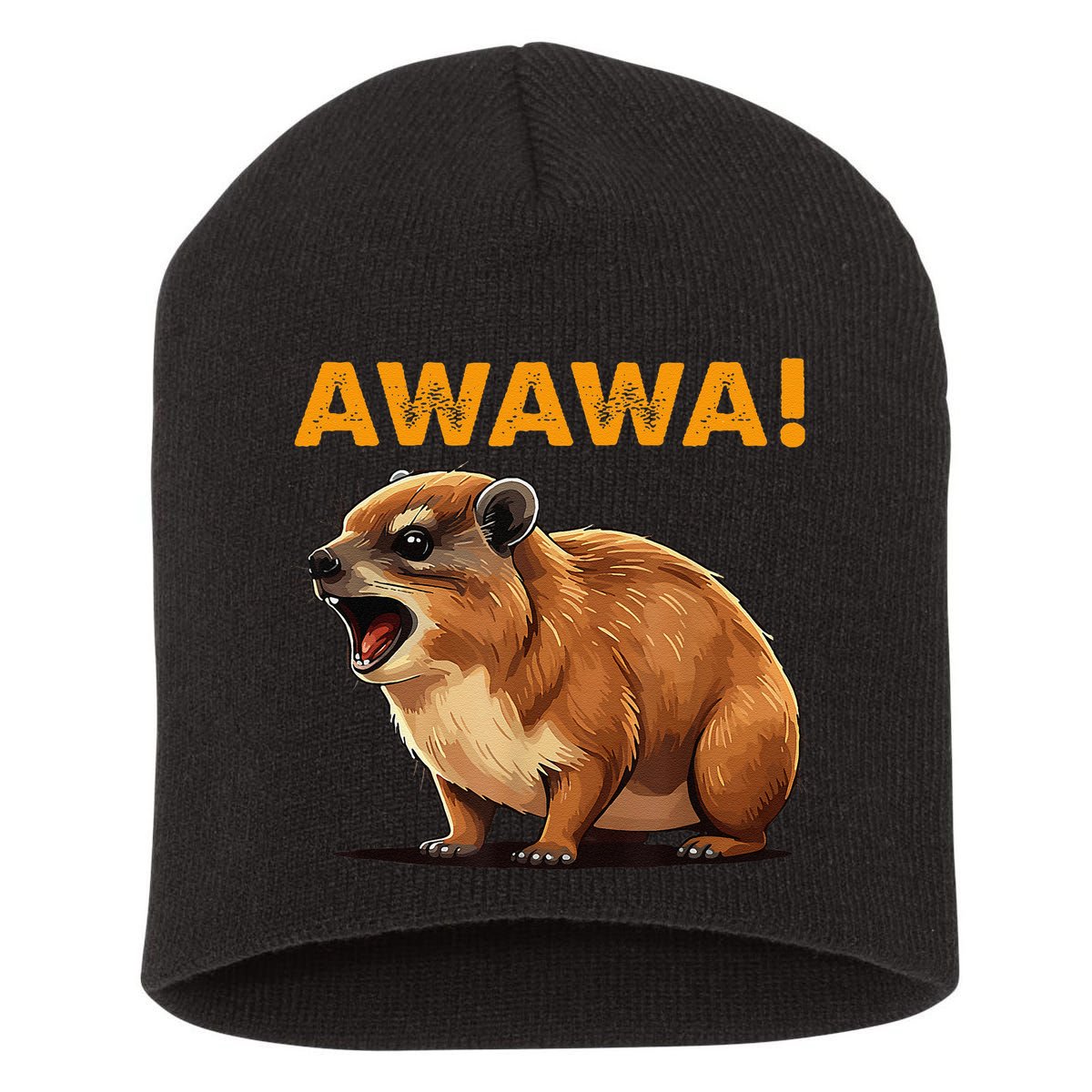 Awawa! Angry Screaming Hyrax Meme Retro Short Acrylic Beanie