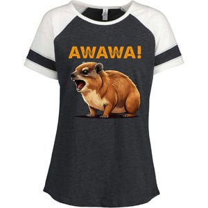 Awawa! Angry Screaming Hyrax Meme Retro Enza Ladies Jersey Colorblock Tee