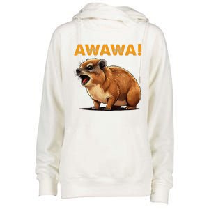 Awawa! Angry Screaming Hyrax Meme Retro Womens Funnel Neck Pullover Hood