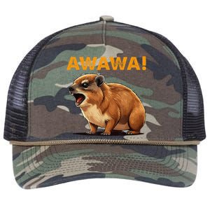 Awawa! Angry Screaming Hyrax Meme Retro Retro Rope Trucker Hat Cap