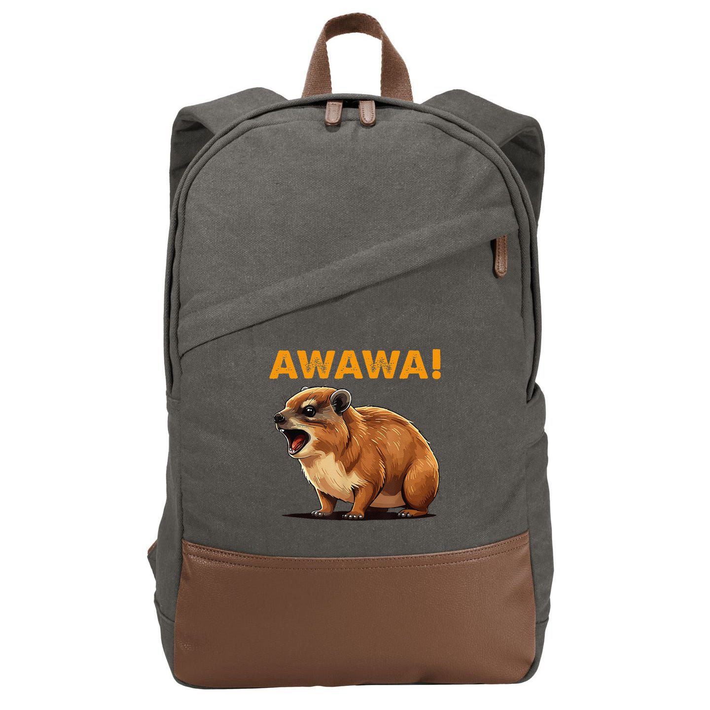 Awawa! Angry Screaming Hyrax Meme Retro Cotton Canvas Backpack