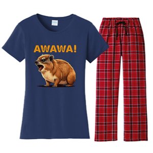 Awawa! Angry Screaming Hyrax Meme Retro Women's Flannel Pajama Set