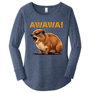 Awawa! Angry Screaming Hyrax Meme Retro Women's Perfect Tri Tunic Long Sleeve Shirt