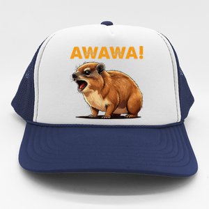 Awawa! Angry Screaming Hyrax Meme Retro Trucker Hat