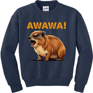 Awawa! Angry Screaming Hyrax Meme Retro Kids Sweatshirt