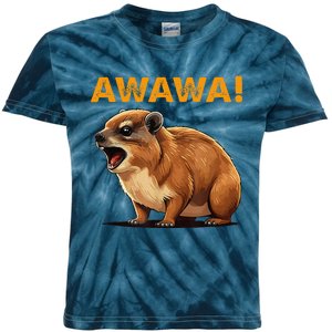 Awawa! Angry Screaming Hyrax Meme Retro Kids Tie-Dye T-Shirt