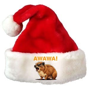 Awawa! Angry Screaming Hyrax Meme Retro Premium Christmas Santa Hat