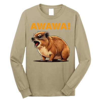 Awawa! Angry Screaming Hyrax Meme Retro Long Sleeve Shirt