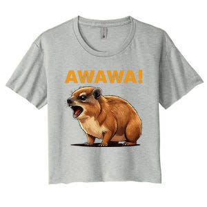 Awawa! Angry Screaming Hyrax Meme Retro Women's Crop Top Tee