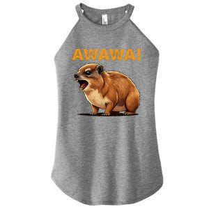 Awawa! Angry Screaming Hyrax Meme Retro Women's Perfect Tri Rocker Tank