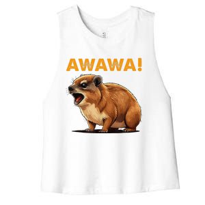 Awawa! Angry Screaming Hyrax Meme Retro Women's Racerback Cropped Tank