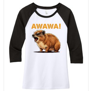 Awawa! Angry Screaming Hyrax Meme Retro Women's Tri-Blend 3/4-Sleeve Raglan Shirt