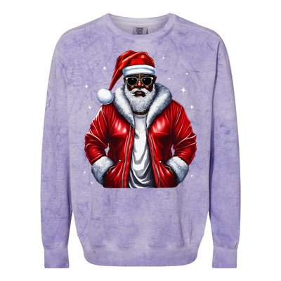 African American Santa Christmas Pajama Cool Black XMas Colorblast Crewneck Sweatshirt