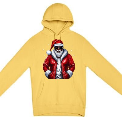 African American Santa Christmas Pajama Cool Black XMas Premium Pullover Hoodie