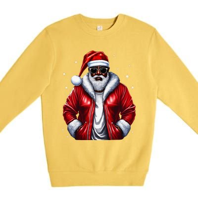 African American Santa Christmas Pajama Cool Black XMas Premium Crewneck Sweatshirt