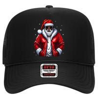 African American Santa Christmas Pajama Cool Black XMas High Crown Mesh Back Trucker Hat