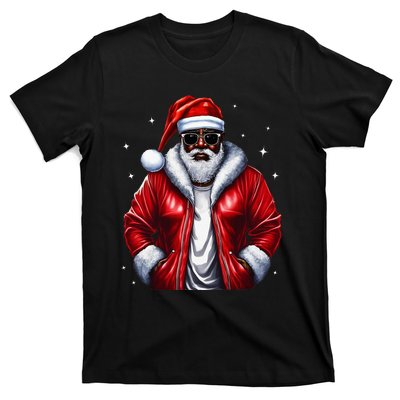 African American Santa Christmas Pajama Cool Black XMas T-Shirt