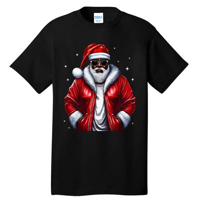 African American Santa Christmas Pajama Cool Black XMas Tall T-Shirt