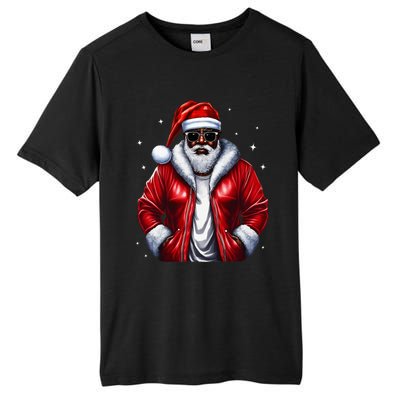 African American Santa Christmas Pajama Cool Black XMas Tall Fusion ChromaSoft Performance T-Shirt