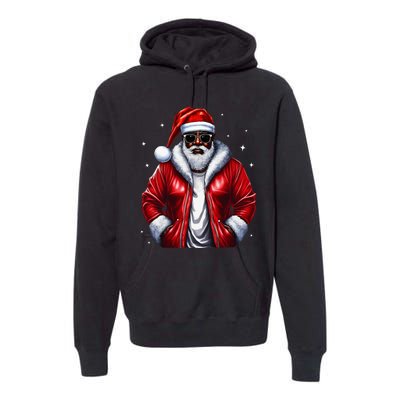 African American Santa Christmas Pajama Cool Black XMas Premium Hoodie