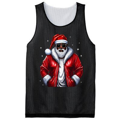 African American Santa Christmas Pajama Cool Black XMas Mesh Reversible Basketball Jersey Tank