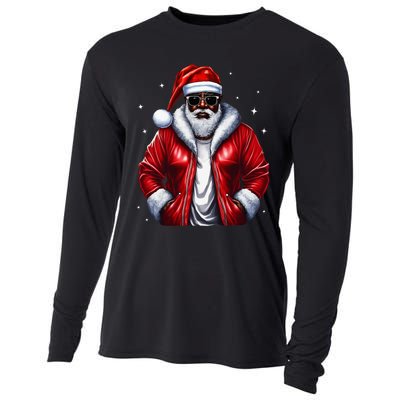 African American Santa Christmas Pajama Cool Black XMas Cooling Performance Long Sleeve Crew