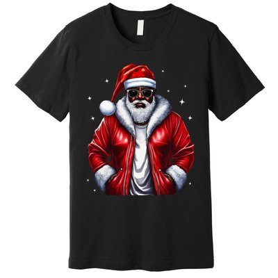 African American Santa Christmas Pajama Cool Black XMas Premium T-Shirt