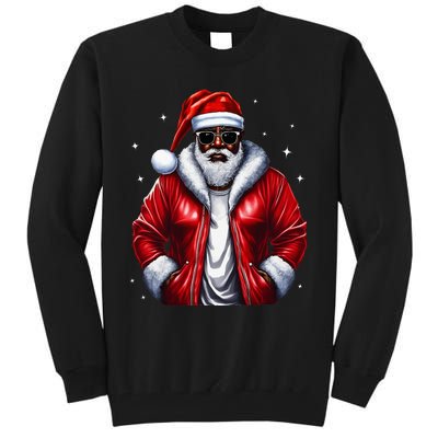 African American Santa Christmas Pajama Cool Black XMas Tall Sweatshirt