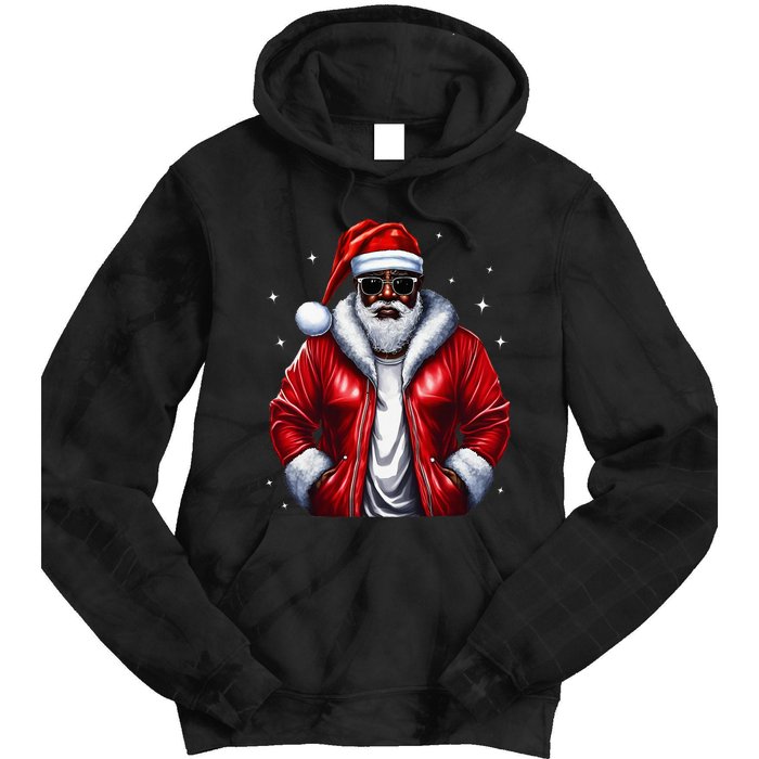 African American Santa Christmas Pajama Cool Black XMas Tie Dye Hoodie