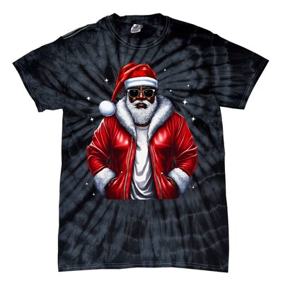 African American Santa Christmas Pajama Cool Black XMas Tie-Dye T-Shirt