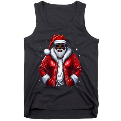 African American Santa Christmas Pajama Cool Black XMas Tank Top