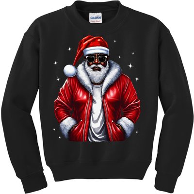 African American Santa Christmas Pajama Cool Black XMas Kids Sweatshirt