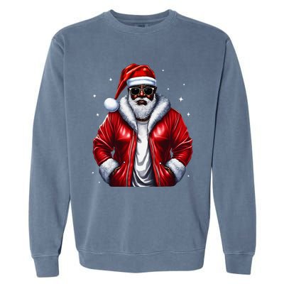 African American Santa Christmas Pajama Cool Black XMas Garment-Dyed Sweatshirt