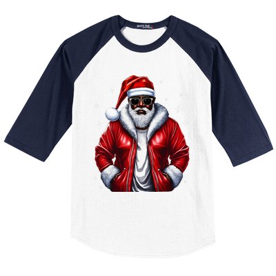 African American Santa Christmas Pajama Cool Black XMas Baseball Sleeve Shirt