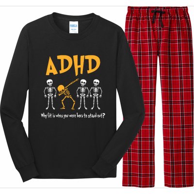 ADHD Awareness Skeleton Why Fit In When You Were Born To Stand Out Long Sleeve Pajama Set