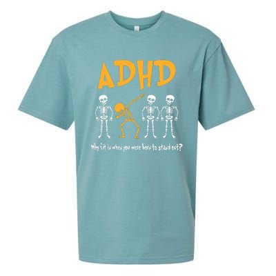 ADHD Awareness Skeleton Why Fit In When You Were Born To Stand Out Sueded Cloud Jersey T-Shirt