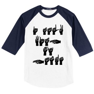 ASL American Sign Language Finger Spell I Talk With My Hands Baseball Sleeve Shirt