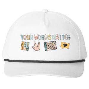 Aac Asl Speech Therapy Pathology Slp Aba Rbt Sign Language Cute Gift Snapback Five-Panel Rope Hat