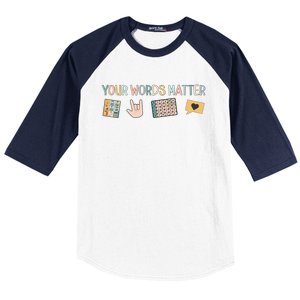 Aac Asl Speech Therapy Pathology Slp Aba Rbt Sign Language Cute Gift Baseball Sleeve Shirt