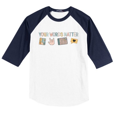 Aac Asl Speech Therapy Pathology Slp Aba Rbt Sign Language Cute Gift Baseball Sleeve Shirt