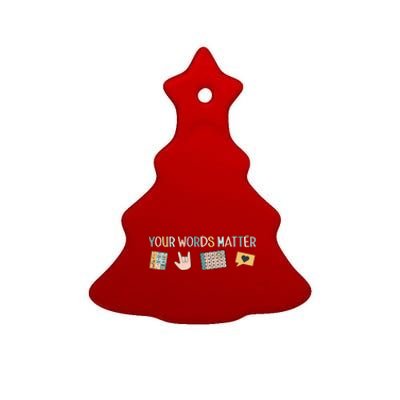 Aac Asl Speech Therapy Pathology Slp Aba Rbt Sign Language Cute Gift Ceramic Tree Ornament