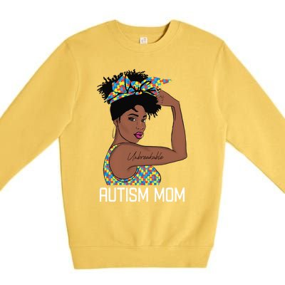 Autism Awareness Strong Mom Afro Mother Black Meaningful Gift Premium Crewneck Sweatshirt