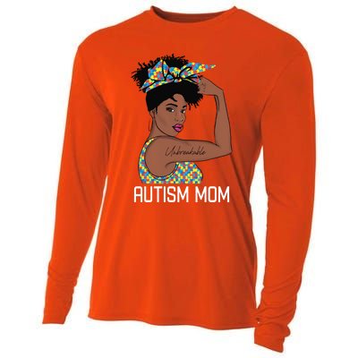 Autism Awareness Strong Mom Afro Mother Black Meaningful Gift Cooling Performance Long Sleeve Crew