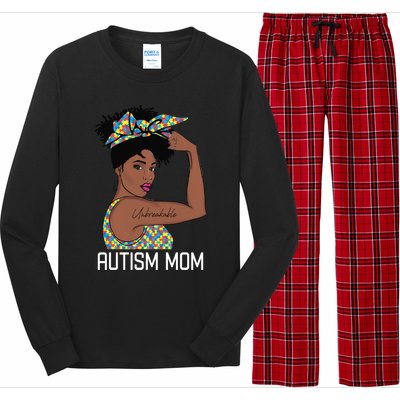 Autism Awareness Strong Mom Afro Mother Black Meaningful Gift Long Sleeve Pajama Set