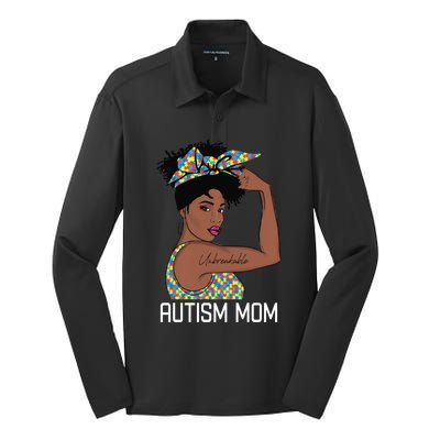 Autism Awareness Strong Mom Afro Mother Black Meaningful Gift Silk Touch Performance Long Sleeve Polo