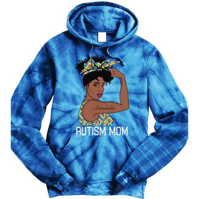 Autism Awareness Strong Mom Afro Mother Black Meaningful Gift Tie Dye Hoodie