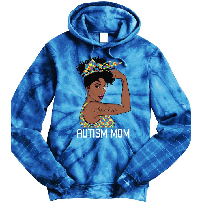 Autism Awareness Strong Mom Afro Mother Black Meaningful Gift Tie Dye Hoodie