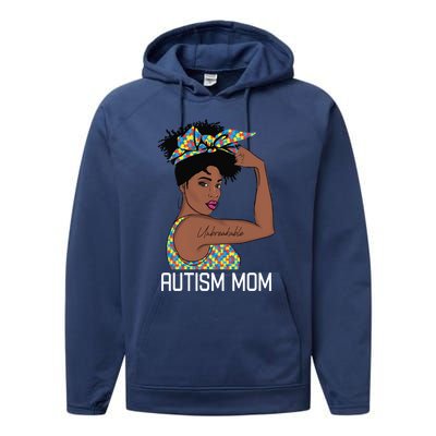 Autism Awareness Strong Mom Afro Mother Black Meaningful Gift Performance Fleece Hoodie